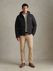 U.S. Polo Assn Black Lightweight Quilted Hooded Puffer Jacket - Image 3 of 10