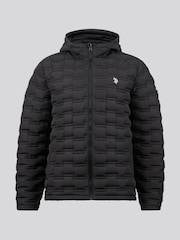 U.S. Polo Assn Black Lightweight Quilted Hooded Puffer Jacket - Image 5 of 10