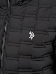 U.S. Polo Assn Black Lightweight Quilted Hooded Puffer Jacket - Image 8 of 10