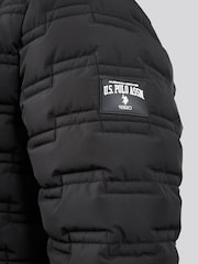 U.S. Polo Assn Black Lightweight Quilted Hooded Puffer Jacket - Image 9 of 10