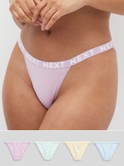 Pastel Colours Tanga Cotton Rich Logo Knickers 4 Pack - Image 1 of 4