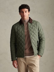 U.S. Polo Assn. Green Diamond Quilt Padded Collared Jacket - Image 1 of 8