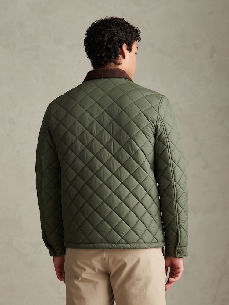 U.S. Polo Assn. Green Diamond Quilt Padded Collared Jacket - Image 2 of 8 U.S. Polo Assn. Green Diamond Quilt Padded Collared Jacket - Image 2 of 8