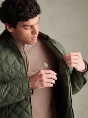 U.S. Polo Assn. Green Diamond Quilt Padded Collared Jacket - Image 3 of 8