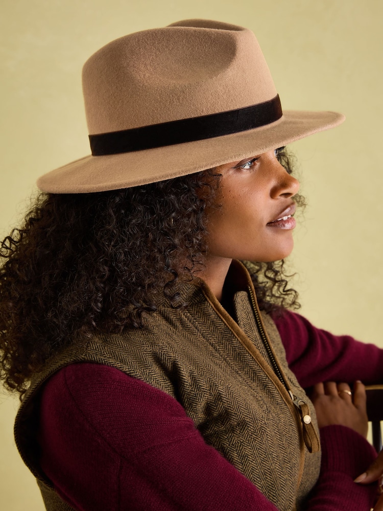 Joules Maude Brown Wool Fedora Hat - Image 1 of 6