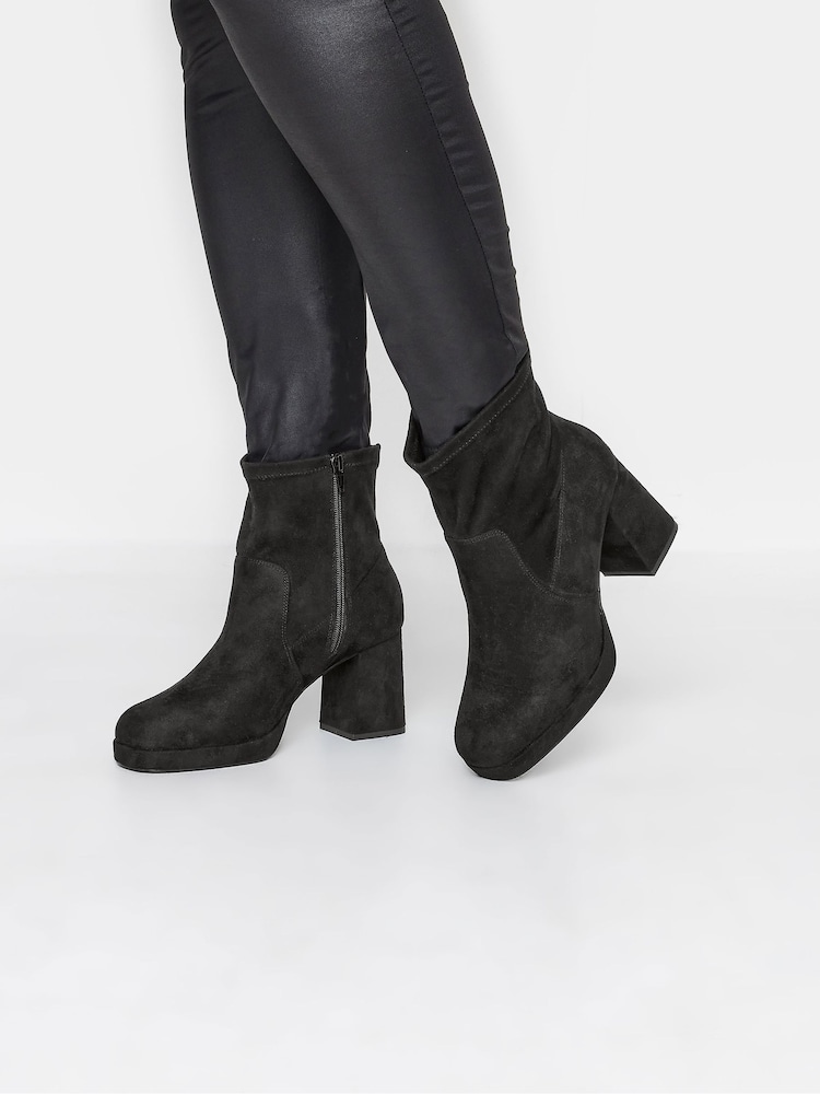 Yours Curve Black Extra-Wide Fit Platform Ankle Boots - Image 1 of 5