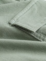Khaki Green Summer Knee Length Shorts With Linen - Image 10 of 10
