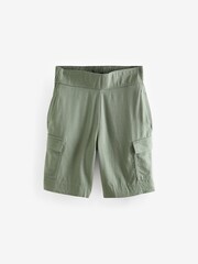 Khaki Green Summer Knee Length Shorts With Linen - Image 9 of 10