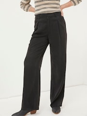 FatFace Black Blake Wide Leg Drape Trousers - Image 1 of 4