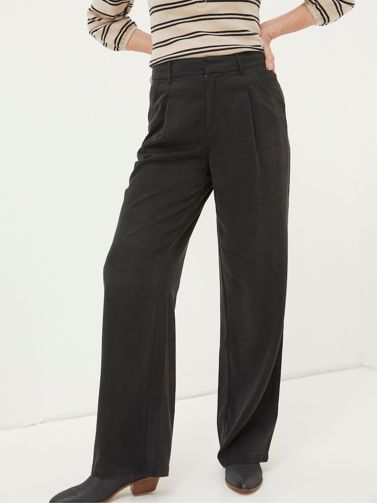 FatFace Black Blake Wide Leg Drape Trousers - Image 1 of 4