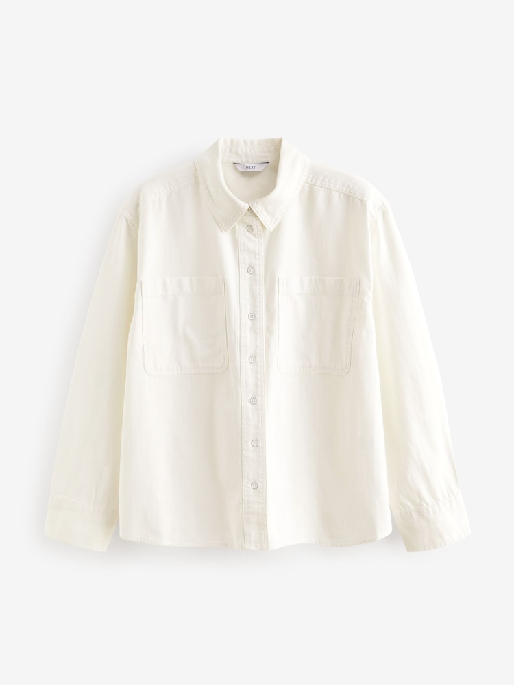 Ecru Cream Cotton Shacket - Image 2 of 3