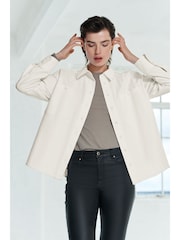 Ecru Cream Cotton Shacket - Image 3 of 3