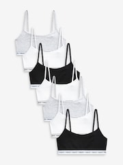 Black/Grey/White 7 Pack Strappy Crop Tops (5-16yrs) - Image 1 of 8