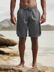 Fashion Cargo Charcoal Grey Utility Swim Shorts - Image 4 of 11