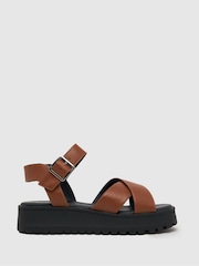 Schuh Wide Fit Tera Cross-Strap Sandals - Image 1 of 4