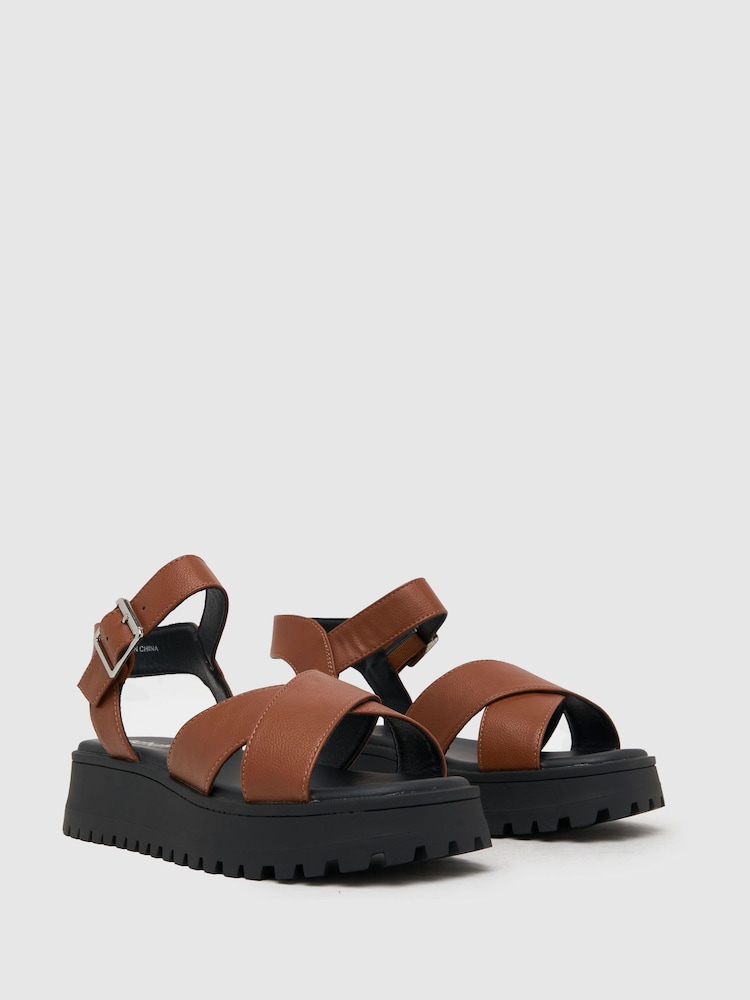 Schuh Wide Fit Tera Cross-Strap Sandals - Image 2 of 4