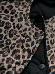 Another Sunday Reversible Longline Padded Coat In Leopard Print And Black - Image 8 of 8