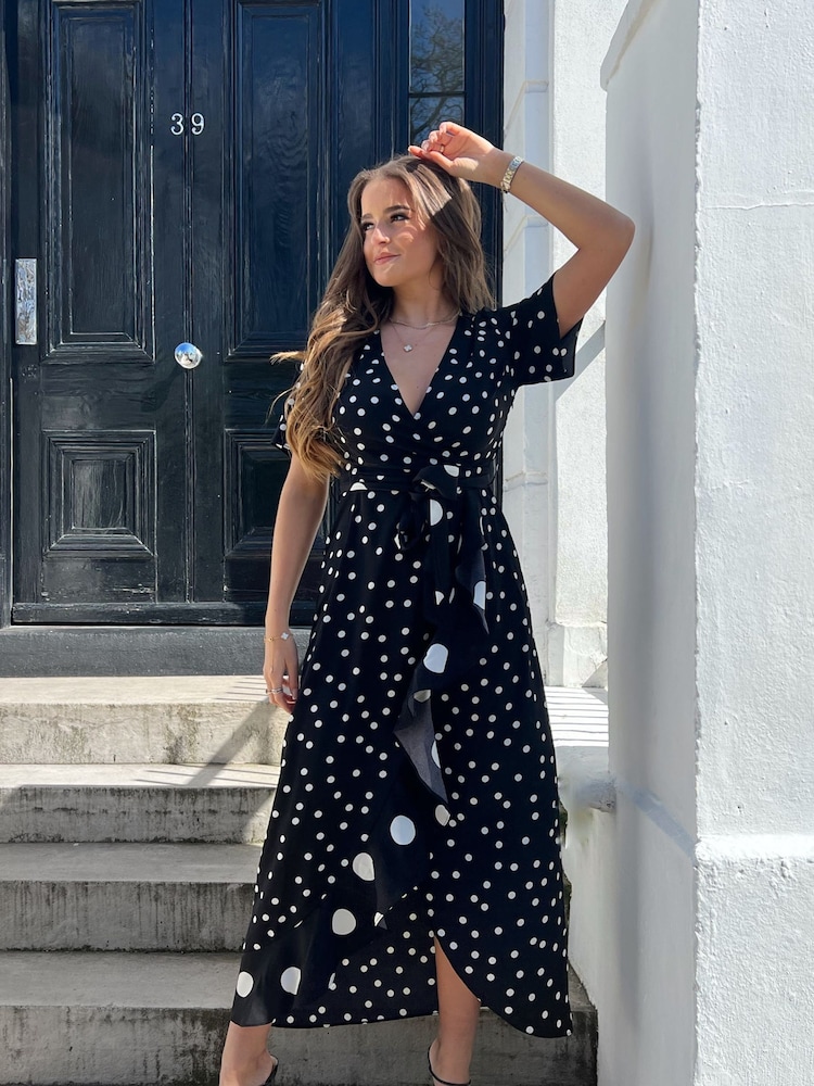 Girl In Mind Black/White Farren Wrap Maxi Dress - Image 1 of 4