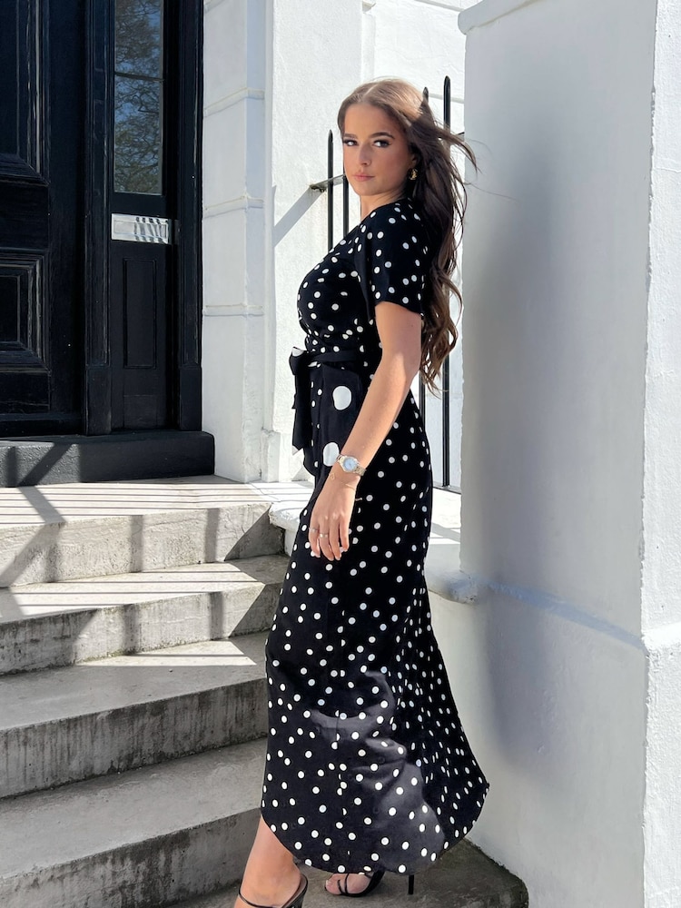 Girl In Mind Black/White Farren Wrap Maxi Dress - Image 2 of 4