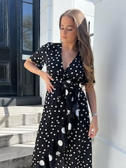 Girl In Mind Black/White Farren Wrap Maxi Dress - Image 3 of 4
