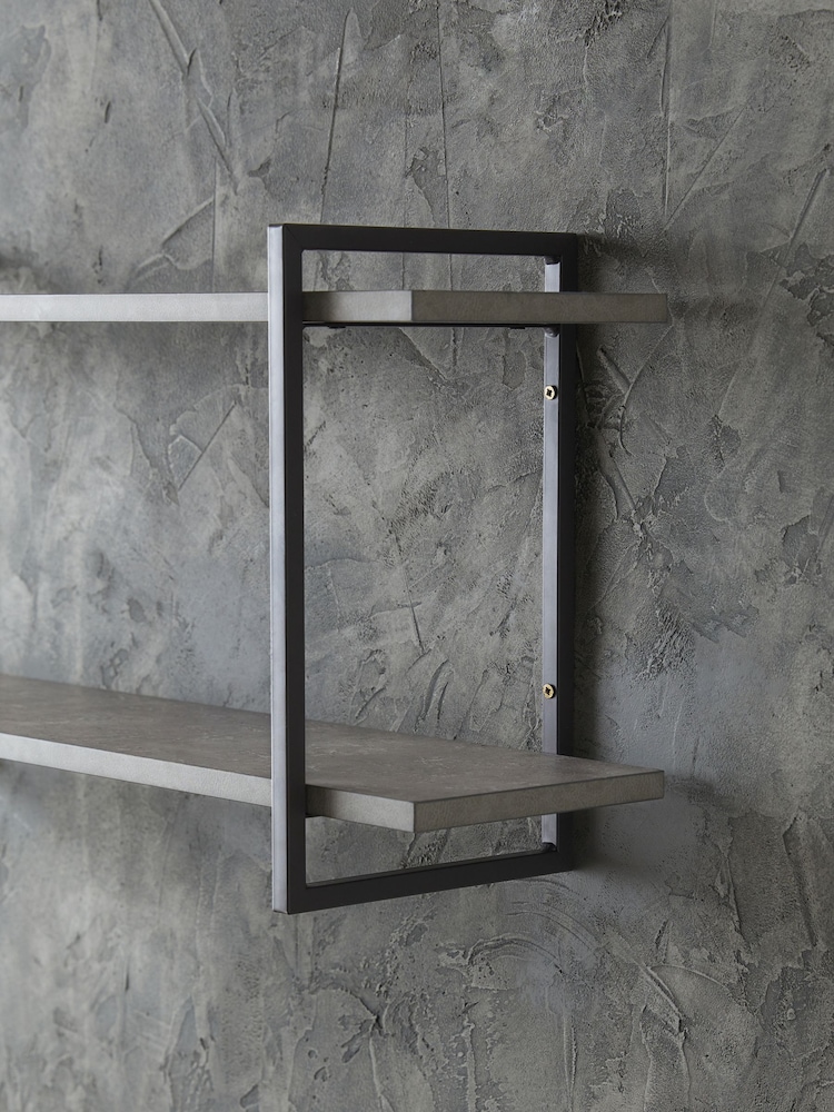 Grey Bronx 2 Tier Wide Wall Shelves - Image 4 of 7