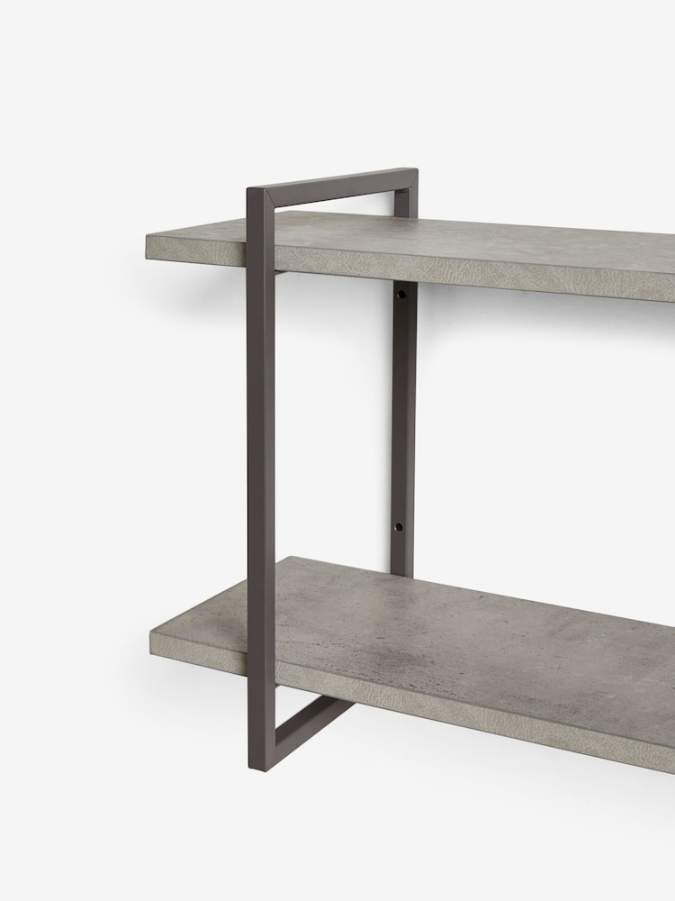 Grey Bronx 2 Tier Wide Wall Shelves - Image 6 of 7