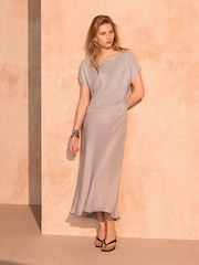 Mint Velvet Silver Mix Midi Dress - Image 1 of 8