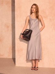 Mint Velvet Silver Mix Midi Dress - Image 4 of 8