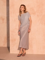 Mint Velvet Silver Mix Midi Dress - Image 5 of 8
