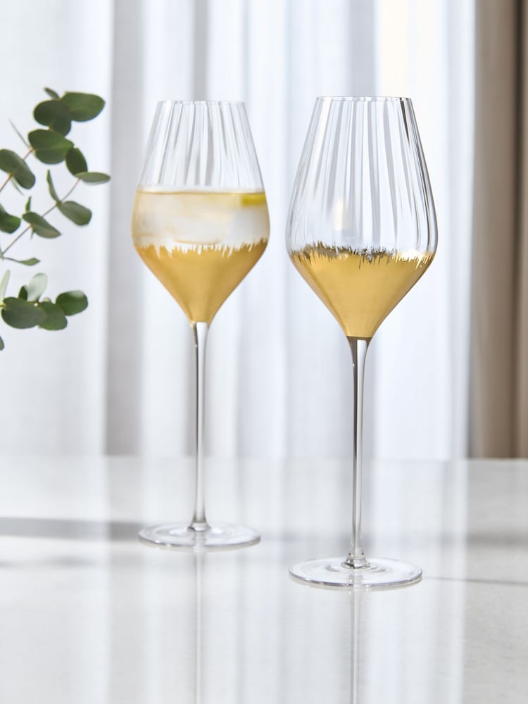 Lipsy 2 Pack Gold Foil Tapered Wine Glasses - Image 1 of 4