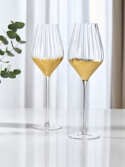 Lipsy 2 Pack Gold Foil Tapered Wine Glasses - Image 4 of 4