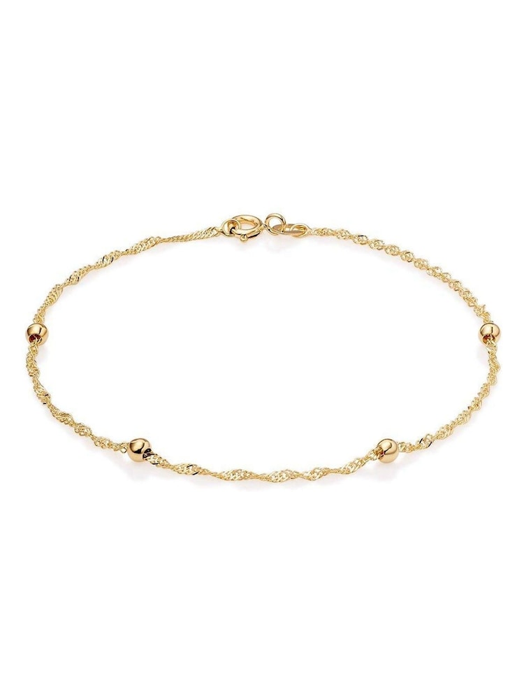Beaverbrooks 9ct Gold Bead And Chain Bracelet - Image 1 of 3