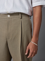 Green Relaxed Fit Seersucker Suit Trousers - Image 4 of 8