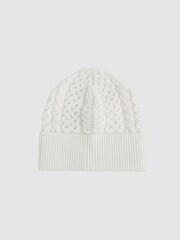 Reiss Ecru Heath 11-14 yrs Knitted Scarf and Beanie Hat Set - Image 3 of 5