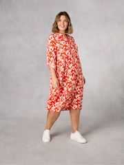 Live Unlimited Curve Red And Stone Tiered Midi Dress - Image 7 of 9