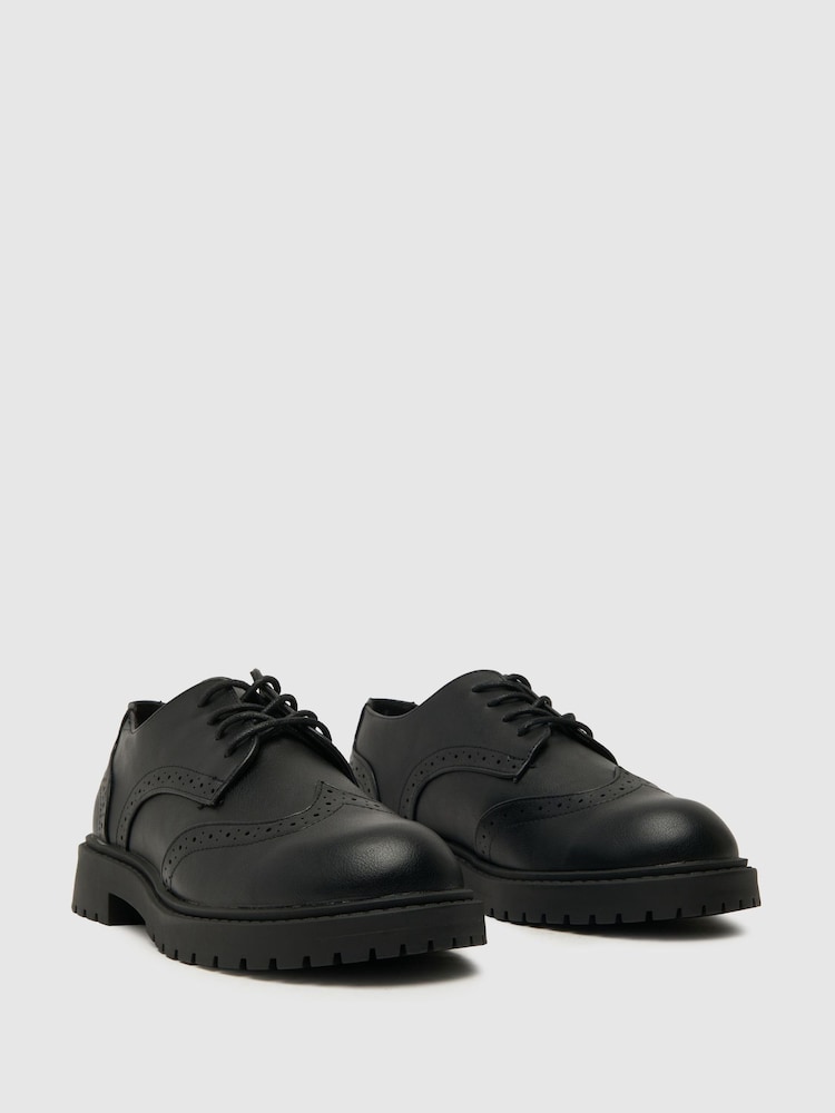 Schuh Lotus Brogue Lace-Up Black Shoes - Image 2 of 4