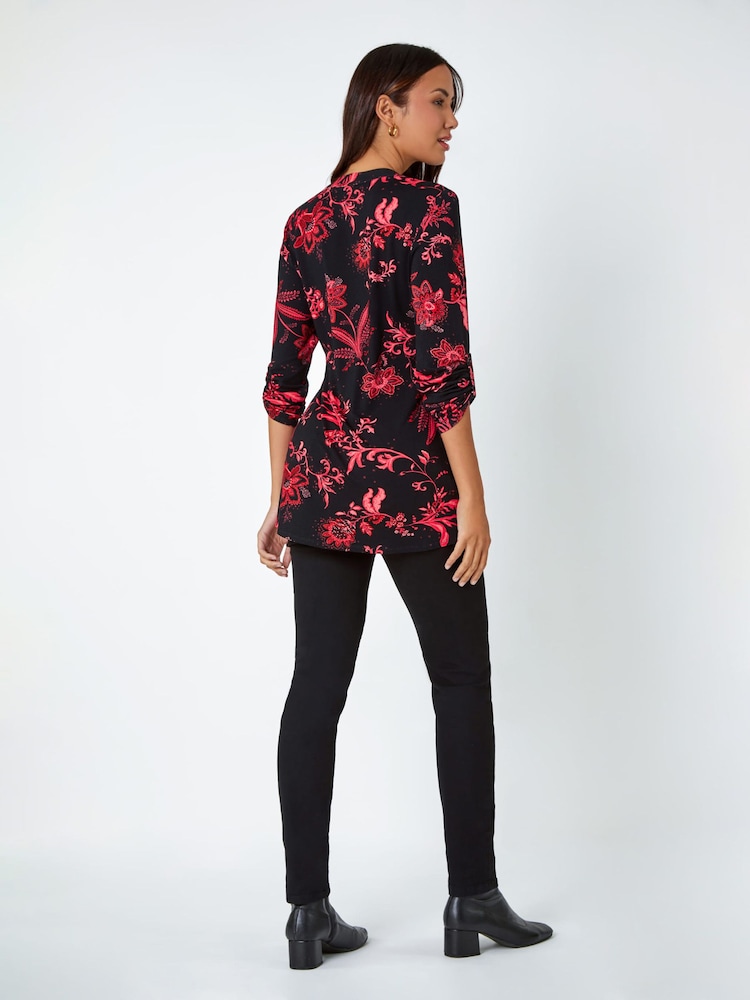 Roman Black Paisley Print Stretch Jersey Blouse - Image 2 of 5