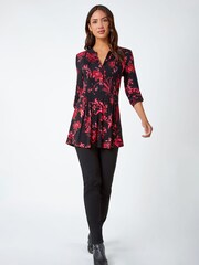 Roman Black Paisley Print Stretch Jersey Blouse - Image 3 of 5