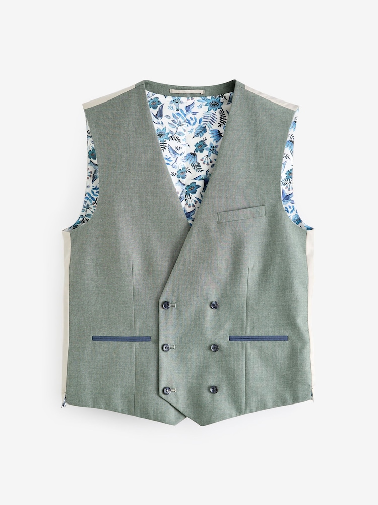 Green Regular Fit Trimmed Suit Waistcoat - Image 1 of 4