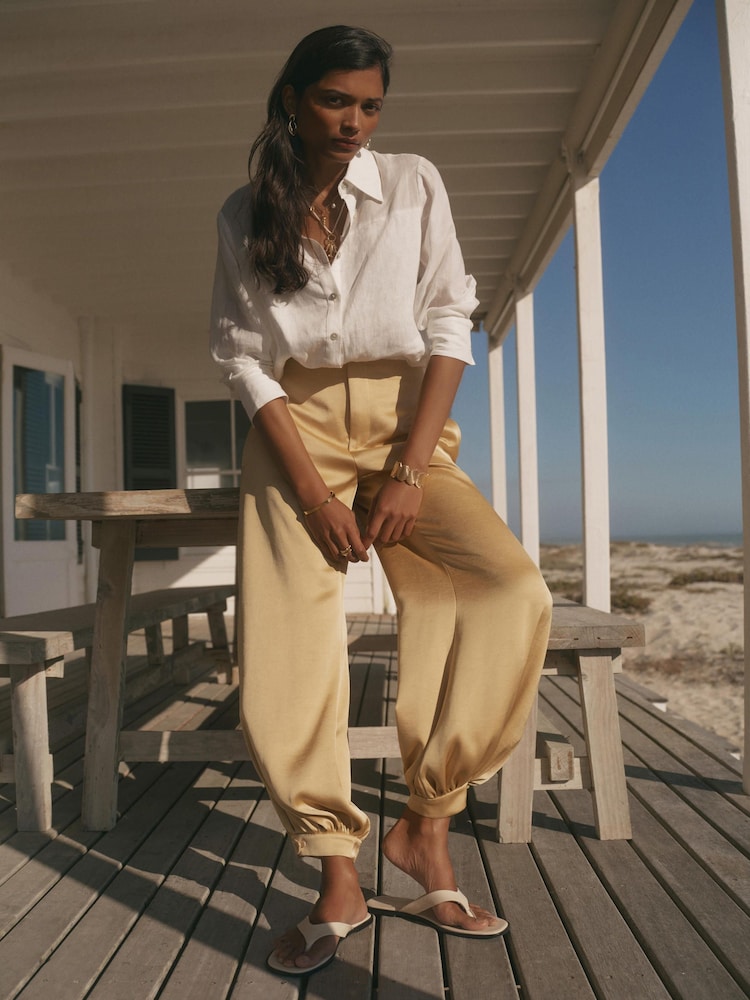 Mint Velvet Yellow Satin Balloon Trousers - Image 1 of 7