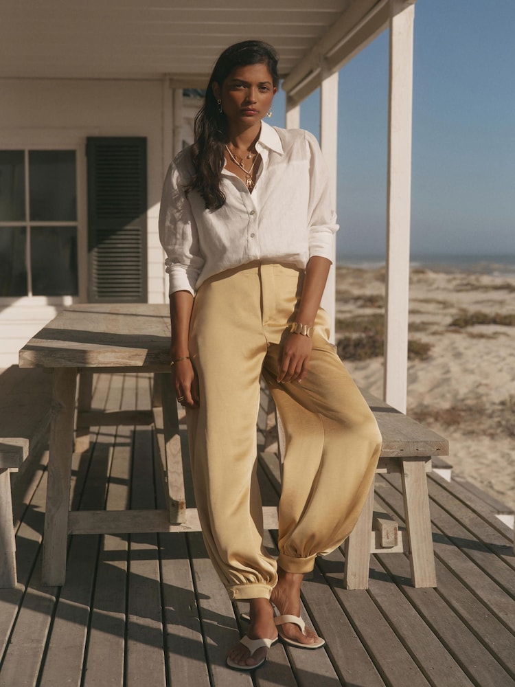 Mint Velvet Yellow Satin Balloon Trousers - Image 2 of 7