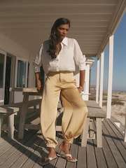 Mint Velvet Yellow Satin Balloon Trousers - Image 3 of 7