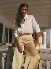 Mint Velvet Yellow Satin Balloon Trousers - Image 4 of 7