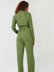 Threadbare Green Utility Cargo Jumpsuit - Image 2 of 4