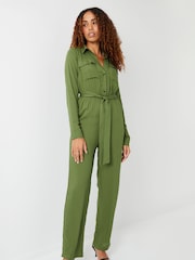 Threadbare Green Utility Cargo Jumpsuit - Image 3 of 4
