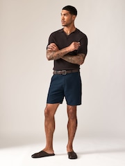 Navy Blue Linen Blend Shorts - Image 2 of 9