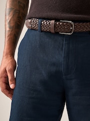 Navy Blue Linen Blend Shorts - Image 4 of 9