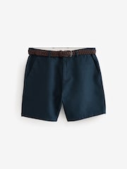 Navy Blue Linen Blend Shorts - Image 5 of 9
