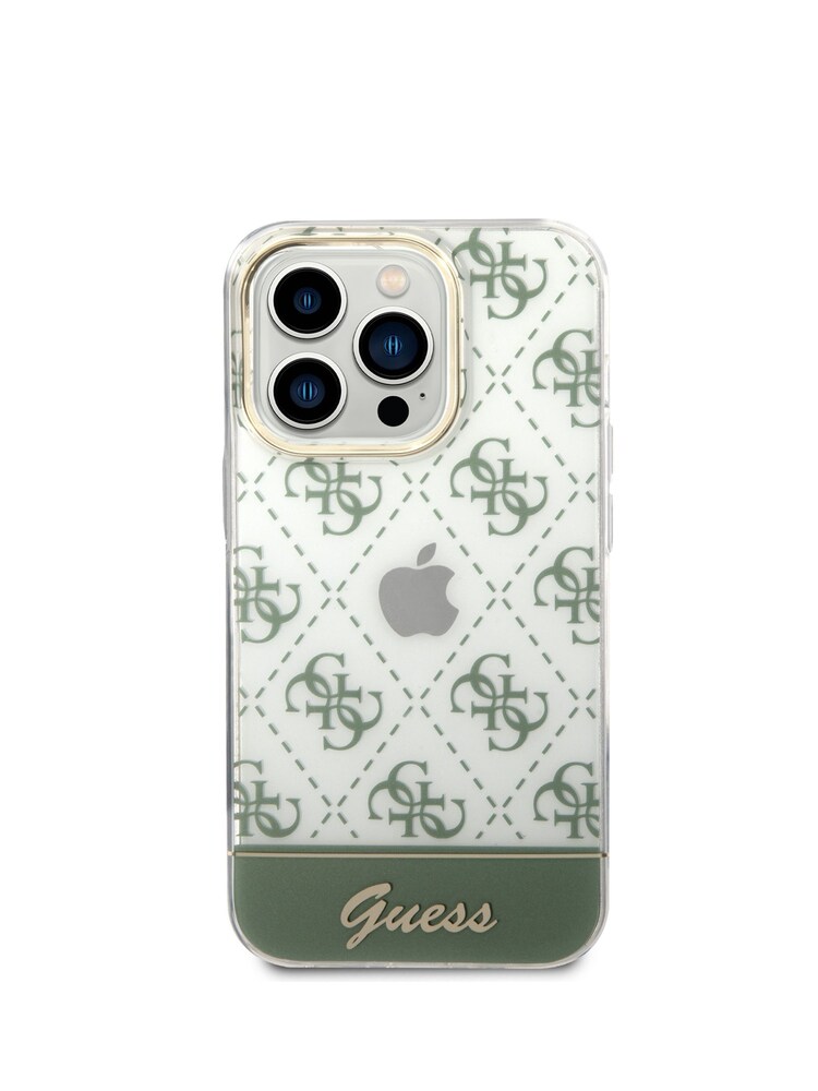 Guess iPhone 14 Pro Max Case - Iml Case Electroplated 4G Pattern Bottom Stripe Script Logo - Image 1 of 12