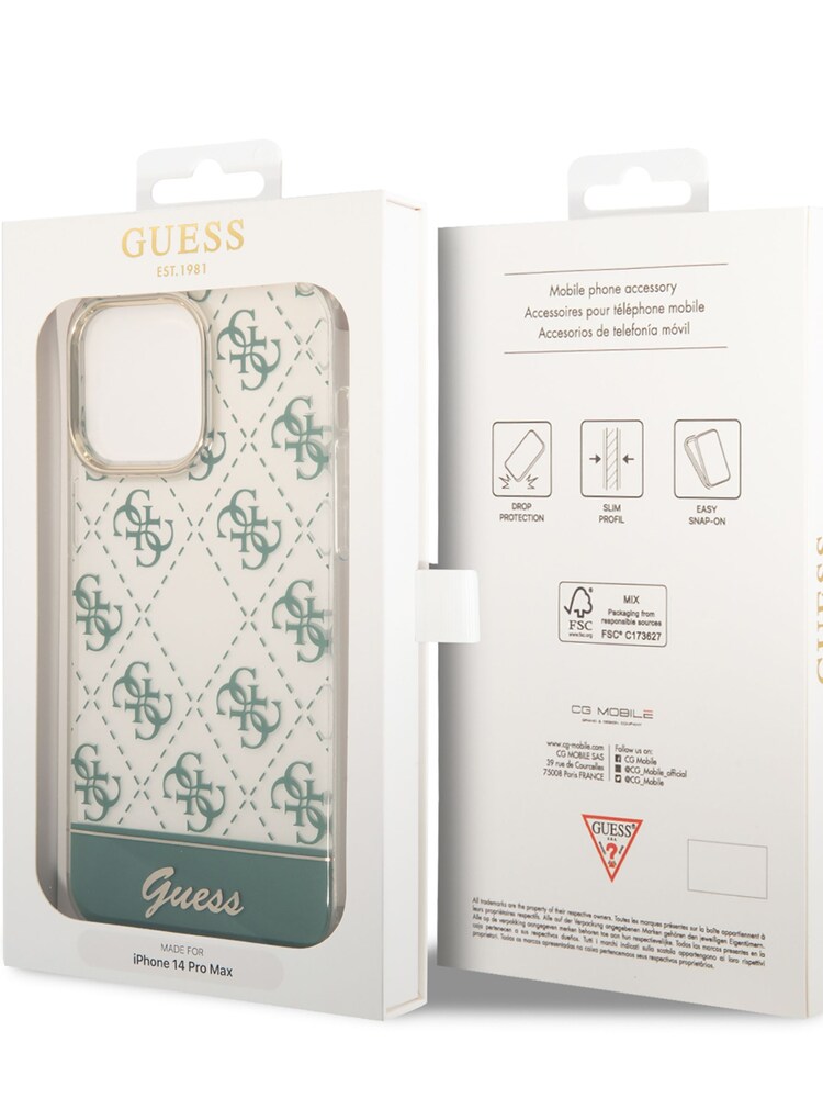 Guess iPhone 14 Pro Max Case - Iml Case Electroplated 4G Pattern Bottom Stripe Script Logo - Image 12 of 12